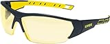 uvex i-works Schutzbrille, Arbeitsschutzbrille mit supravision excellence Technologie, kratzfest & beschlagfrei, UV400-Schutz, Schwarz-Gelb/Amber