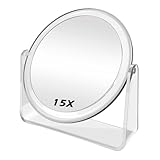 FANCYSEEU Kosmetikspiegel Doppelseitiger Makeup Spiegel mit 1X/15X Vergrößerung, 360° Schwenkbar Tischspiegel, High Definition Schminkspiegel