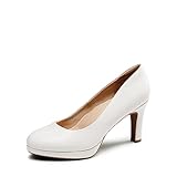 Dream Pairs Damen Pumps Anzugschuhe Klassische High Heels für Damen mit Plateau für Business und Arbeit,Size 40.5,Weiss-Pu,SDPU2365W
