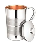 Zap impex Luxuriöser Kupfer-Stahl-Wasserkrug mit Edelstahl-Außen- und Innenseite aus reinem Kupfer 1600 ml zum Servieren von Geschirr für Haushalt und Küche