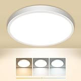 slochi Deckenlampe LED Deckenleuchte Flach, 3Farben - 3000K/4000K/6500K, IP44 Wasserfest Rund Badlampe Decke, 1500LM Modern LED Lampen für küche Badezimmer Schlafzimmer Flur Wohnzimmer, Ø18CM