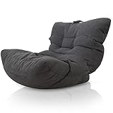 Aiire Relaxo Sitzsack XXL für Kuschelecke - Bean Bag Design mit Füllung - Riesen Sitzsäcke Erwachsene, Sitz Sack Flauschig - Bodenkissen Grob, Bodenstuhl, Bodensessel Grau