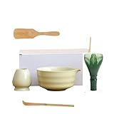 Matcha Set, 5 Stück Matcha Tea Set mit Matcha Besen, Matcha Schale, Besenhalter aus Keramik und Löffel - Matcha Tee Set für die Traditionelle Matcha-Zubereitung, Geschenk für Matcha-Liebhaber