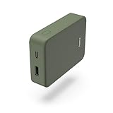 Hama Powerbank Colour 10 10000mAh (externer Akku mit 1x USB C + 1x USB A, Power Pack Zertifiziert, LED Anzeige, Akku Pack Handy Zubehör, Tablet, Bluetooth Box etc., tragbares Ladegerät klein) grün