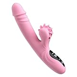 Vibratoren rabbit für Sie Klitoris und G-punkt mit Heizmodus 9 Teleskopfunktion Silikon Dildo Vibrator Massagestab, Sexspielzeug für Frauen und Paare,pink