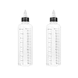 Hcoviv 2Stk Saucenflasche Messskala, Dressingshaker Sicheres Material, Plastik Dosierflasche, Geeignet für Ketchup Wasabi Mayonnaise, 250ML