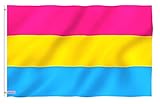 Fontee® [ Pansexual Flag ][ 90X150 cm ][ Siebdruck][ Lebendige Farbe ][ UV-lichtbeständig ][ Leinwandkopf ][ Doppelt genäht][ Dicke Messingösen ] [ Omnisexual Flag ]