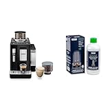 De'Longhi Rivelia EXAM440.35.B Kaffeevollautomat mit Milchaufschäumdüse, Wechselbarer Bohnenbehälter, 8 Kaffeegetränke auf Knopfdruck, ExtraShot-Funktion, Touch-Display, Schwarz mit DLSC 500 Entkalker