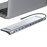 Baseus 11 in 1 Docking Station USB C Hub Triple Display USB C Adapter mit 2 4K HDMI, 3 USB 3.0, Typ-c Stromversorgung, VGA, SD/TF Kartenleser, Ethernet, 3,5 mm Audio für MacBook Pro/Air