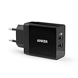 Anker 24W 2-Port USB Ladegerät mit PowerIQ Technologie für iPhone, iPad, Galaxy, Nexus, HTC, Motorola, LG und viele mehr (Schwarz)