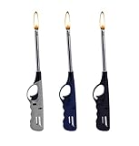 KONSUMANY Stabfeuerzeug Gas Feuerzeug 27 cm Lang Nachfüllbar (Grau, Blau, Schwarz) - 3 Stück