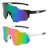 DAJASD Schnelle Brille Rave, 2 Stück UV400 Schutz Polarisierte Fahrradbrille Herren Damen, Sport Sonnenbrille Herren, Fahrradbrille Winddicht, Radfahrer Brille für MTB Radfahren Ski Angeln Laufen Rave
