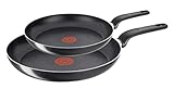 Tefal Simple Cook Pfannenset 2-teilig, 24 + 28 cm Pfanne, Antihaft Bratpfannen mit integrierter Temperaturanzeige, ergonomischer Thermokunststoff-Griff, extra Tiefe Form