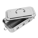 EXQUIMEUBLE Kasten Zahnsterilisationsbox Edelstahlschale Mit Deckel Tücherhalter Aufbewahrungsetui Für Zahnmedizinischer Edelstahlhalter Metallschale Mit Deckel Edelstahl 304 Silver