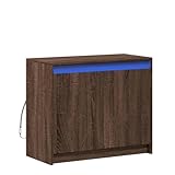HETFTJN Buffetschrank Küche Küchenbuffet Buffetschrank Mehrzweckschrank Highboard - LED-Sideboard Braun Eichen-Optik 72x34x61 cm Holzwerkstoff für Outdoor Schlafzimmer Küche Bad