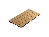Outgarden WPC Terrassenfliesen 30x60x2,1cm|Teak geriffelt klickfliesen Balkonfliesen|WPC-Fliese Teak geriffelt Bodenbelag für Balkon & Terrasse - Wetterfest|Ideal für den Barfußbereich