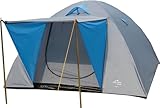 EXPLORER Zelt Iglu 2 Doppeldach Kuppelzelt mit Vordach Igluzelt 2-3 Personen 210x205x130cm 1500mm Wassersäule wettergeschützter Eingang Outdoor Wandern Familie Camping Blau Grau