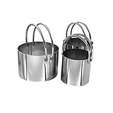 FONDOTIN Teiliges Mousse Ring Set mit Griff Runde Ausstechformen für Kekse Fondant Backen Antihaftbeschichtet Rostfrei Leicht zu Reinigen für Zuhause und Profibäckerei Geeignet