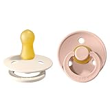 BIBS Colour Schnuller 2er-Pack, BPA-frei, Kirschform Nippel. Naturkautschuk/Latex, Hergestellt in Dänemark. 0-6 Monate (2er Pack), Ivory/Blush