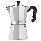 VonShef Espressokanne für den Herd, 300 ml Italienischer Espressokocher aus Aluminium für Gas- & Elektroherd - Mokkakanne für 6 Tassen mit Ersatz-Dichtung und -Filter