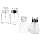 VICASKY 4Stücke Nachfüllbare Pumpflaschen für Nagellackentferner Transparente Schwarze Flaschen für Alkohol und Make Up Produkte Breiter Flaschenmund