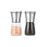 Wenrescry 2 stück Pfeffermühle, Salz und pfeffermühle, Gewürzmühle con Macinacaffè in Ceramica Regolabile, Mulino per Pepe e Sale anche per Peperoncino, 180ml, Acciaio Inossidabi