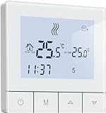 Thermostat Fussbodenheizung Wasser, Beok Thermostat Heizung Digital Raumthermostat Fußbodenheizung Programmierbar Wandthermostat 230v, 3A TDS75-WP Weiß