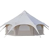 Tipi-Campingzelt, Baumwollzelt, Pyramiden-Jurtenzelt, Mehrpersonen-Familien-Glamping-Zelt, doppelschichtig, große wasserdichte Tipi-Zelte für 8–10 Personen