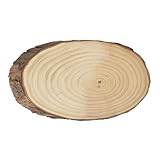 Ideen mit Herz | Deko-Baumscheibe oval | mit Rinde | 24 bis 25 cm lang, 12 bis 14 cm breit | 2 cm dick | Holzscheibe | Holzplatte | Deko-Tablett | unbesäumt
