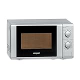 Exquisit Mikrowelle 20L, 700 Watt, Einfache Bedienung, 25,5cm Drehteller, 5 Leistungsstufen, Timer, Auftaufunktion, 2 Drehregler, MW 802 silber