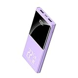 Tragbares Ladegerät 10000 mAh Powerbank 22,5 W Schnelllade-Akkupack mit USB-C-Eingang und -Ausgang und großem LED-Display Schlankes Tragbares Telefonladegerät für iPhone Google Android (Purple)