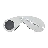35-fache Juwelierlupe mit Doppellinse, Metallkonstruktion und optischem Glas, Chelseas Jadelite Filter, faltbare Lupe