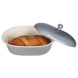 MamboCat Oskar Brottopf in Grau I (LxB) 37,5x26cm I Brotkasten mit Deckel aus weißem Ton für Ihre Küche I stilvolle ovale Aufbewahrungsbox I Ideal für die lange Lagerung