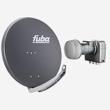 Fuba Sat Anlage 4 Teilnehmer | Satellitenschüssel Komplettset - DAA 850 A Sat-Schüssel 85cm Alu anthrazit + Fuba DEK 417 Quad LNB 4 Teilnehmer (DVB-S2, HDTV, UHD 4K/8K, 3D) mit LTE-Störfilter
