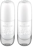 Essence gel nail colour, Nagellack, Nr. 33, Weiss, langanhaltend, Expressergebnis, schnelltrocknend, glänzend, farbintensiv, acetonfrei, vegan, ohne Mikroplastikpartikel, ohne Parfüm, 2er Pack (8ml)