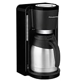 Rowenta CT3818 Filterkaffeemaschine Adagio Milano, Edelstahl- Thermokanne, 10-15 Tassen, Fassungsvermögen 1,25 L, Automatische Abschaltung, 850 Watt, 26.5 x 27 x 38.5 cm, Schwarz