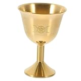 STOBAZA Kupferbecher Mittelgroß Dreifacher Mond Ritualbecher Buddhismus Trinkbecher aus Hochwertigem Verschleißfestem Messing für Haus und Tempel Dekoratives Altarzubehör Langlebig und