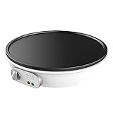 Cecotec 8019 Crêpes-Maker Fun Crepestone XL INOX. 1350 W, Edelstahl, abnehmbare Platte mit Antihaftbeschichtung, regelbarer Thermostat, Rolle und Spachtel inklusive, 38 cm