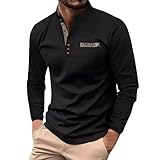 Herren T Shirt, T-Shirt Herren Unterhemd Herren T Shirt Herren Langarm Herren Shirt Herren-Unterhemden Langarmshirt Herren Baumwolle T-Shirt Printing Goldmännchen-Tee Sport T-Shirt Herren Black,L
