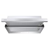 Hermitlux Dunstabzugshaube 60cm, Flachschirmhaube Abluft/Umluft mit Aktivkohlefilter, 360 m³/h Luftstrom, LED-Beleuchtung, 65dB