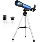 Cowiewie Teleskop Astronomisches Einsteiger Telescope für Himmelsbeobachtung Kinder Zoom 360/50mm HD Teleskope für den Außenbereich tragbares Refraktor-Spektiv für Kinder/Erwachsene/Anfänger