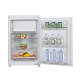 ASCOLI IRDE39561MS Einbau-Kühlschrank mit Gefrierfach, 118 Liter, Temperaturregelung, 88 cm Nische, Kühl-Gefrier-Kombination mit wechselbaren Türscharnieren, LED-Beleuchtung, Weiß