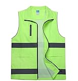 GOOPEEG Warnweste， Reflektierende Westen Mit Taschen Reflektierende Weste for Outdoor-Arbeiten, Joggen, Gehen,- Passungen for Männer Und Frauen Reflektierendem(Grün,S)