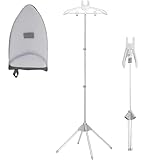 Dampfständer für Kleidung, Handheld Dampfglätter Ständer, Teleskop Kleiderständer mit Drehbarem Kleiderbügel, Zusammenklappbar, Leicht und Tragbar, Ideal für Hotel und Zuhause(Silber)