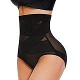 SIMIYA Damen Shapewear Bauchweg Unterhose Hoher Taille Miederhose Bauch Weg Unterwäsche Bauchkontrolle Miederpant Formt Sofort Elastisch Body Shaper für Frauen(Schwarz, L)