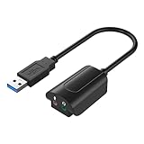 Haoyull Externer USB-Soundkarten-Adapter, 7.1 USB 3.0 auf 3,5 mm Ausgang, Mikrofon-Eingangskonverter für und mehr