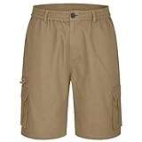 DBMZV Herren Hosen Kurze Sommer Shorts Cargo Hose leichte Schnelltrocken Outdoor Sporthose für Wandern mit Mehrfachtasche Taschen, Regenhose Boardshorts Angebote des Tages Heute(Khaki,L)