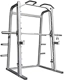 Squat Rack Cage Machine mit Pull-Down Power Frame Cage Squat Rack mit Langhantelhalterung J-Haken Gewichtheberstange Heimfitnessgeräte