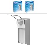 2x ARNOMED Desinfektionsspender Aluminium, Seifenspender langer Armhebel für 1000ml, Seifenspender zur Wandbefestigung, Eurospender für Desinfektionsmittel, Soap Dispenser, Desinfektionsmittelspender