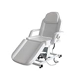 Massagetisch, verstellbar, klappbar, elektrisch, aus PU-Leder, für professionelles Wohnzimmer und Zuhause, 82 cm (L) x 180 cm (B) x 63-87 cm (H) (weiß)